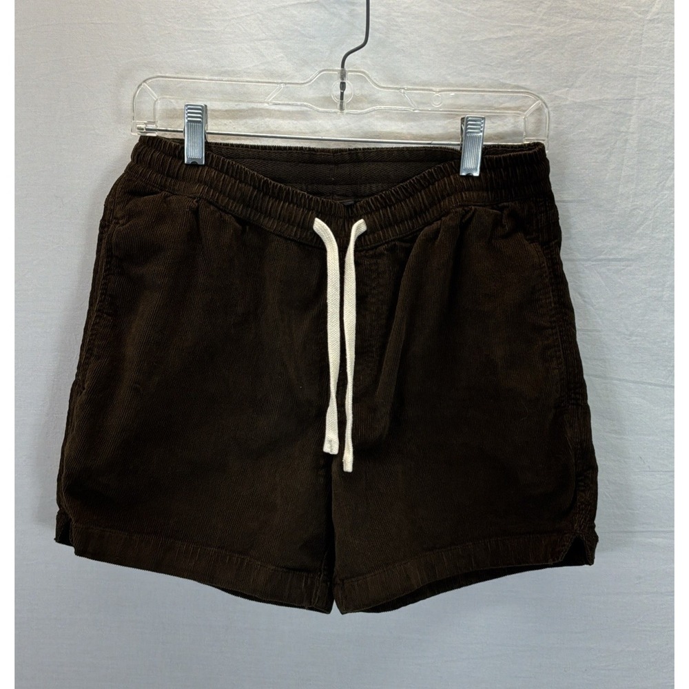 NWT Bear Bottom Corduroy Easy Shorts Men Sz S Dk Brown Stretch Drawstring 5.5"